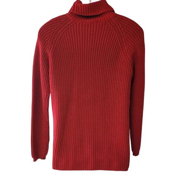 Eddie Bauer VTG Red Ribbed Knit Turtleneck Long SleeveSweater 100% Cotton W  XS - Picture 2 of 10